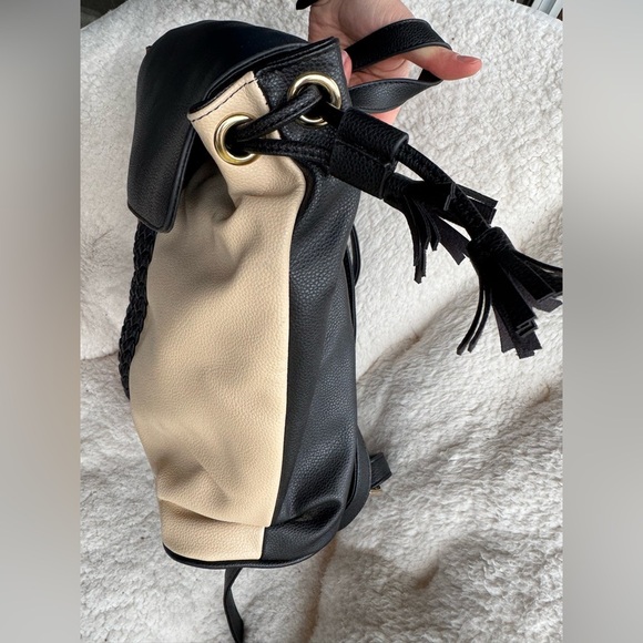 Lionel Brown & Black & Cream Color Backpack Travel Bag Soft Faux Leather - Picture 11 of 16